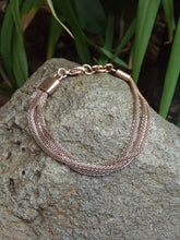 Rose-Toned Stainless Steel 3 Strand Mesh Bracelet