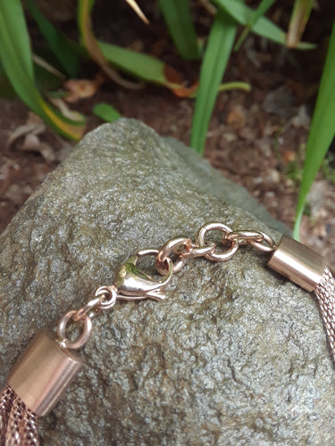 Rose-Toned Stainless Steel 3 Strand Mesh Bracelet