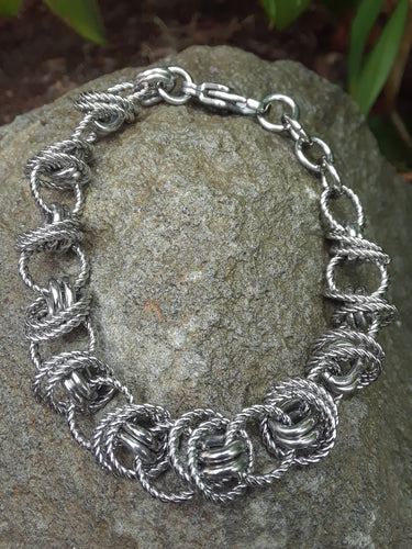 Stainless Steel Round Twisted Double Link Bracelet