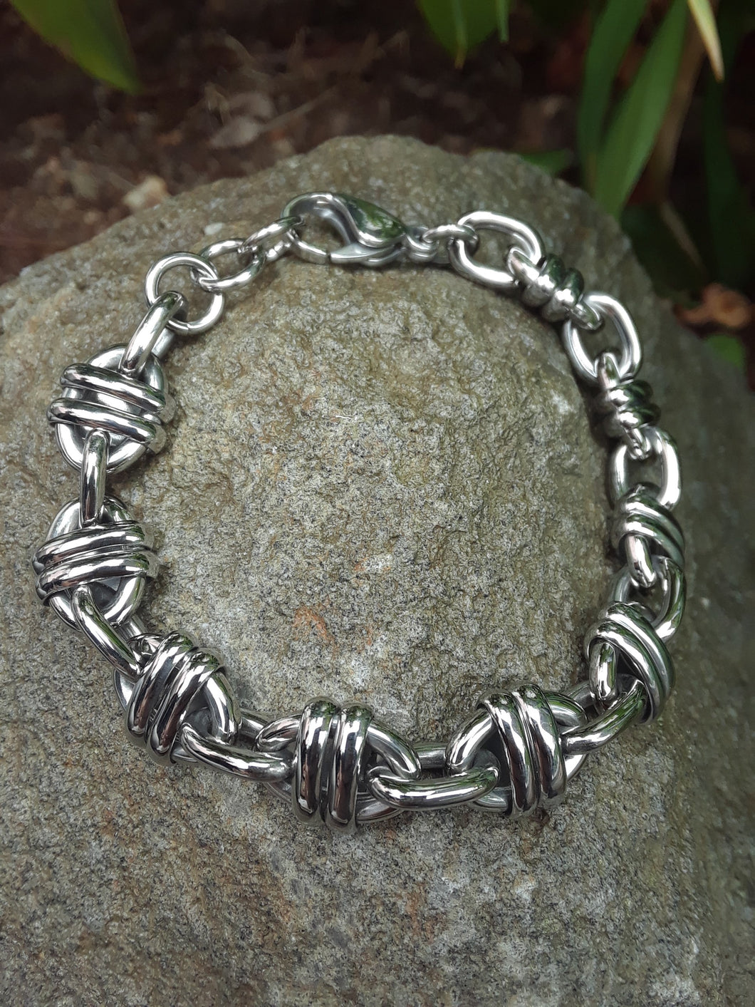 Triple oval link stainless steel bracelet