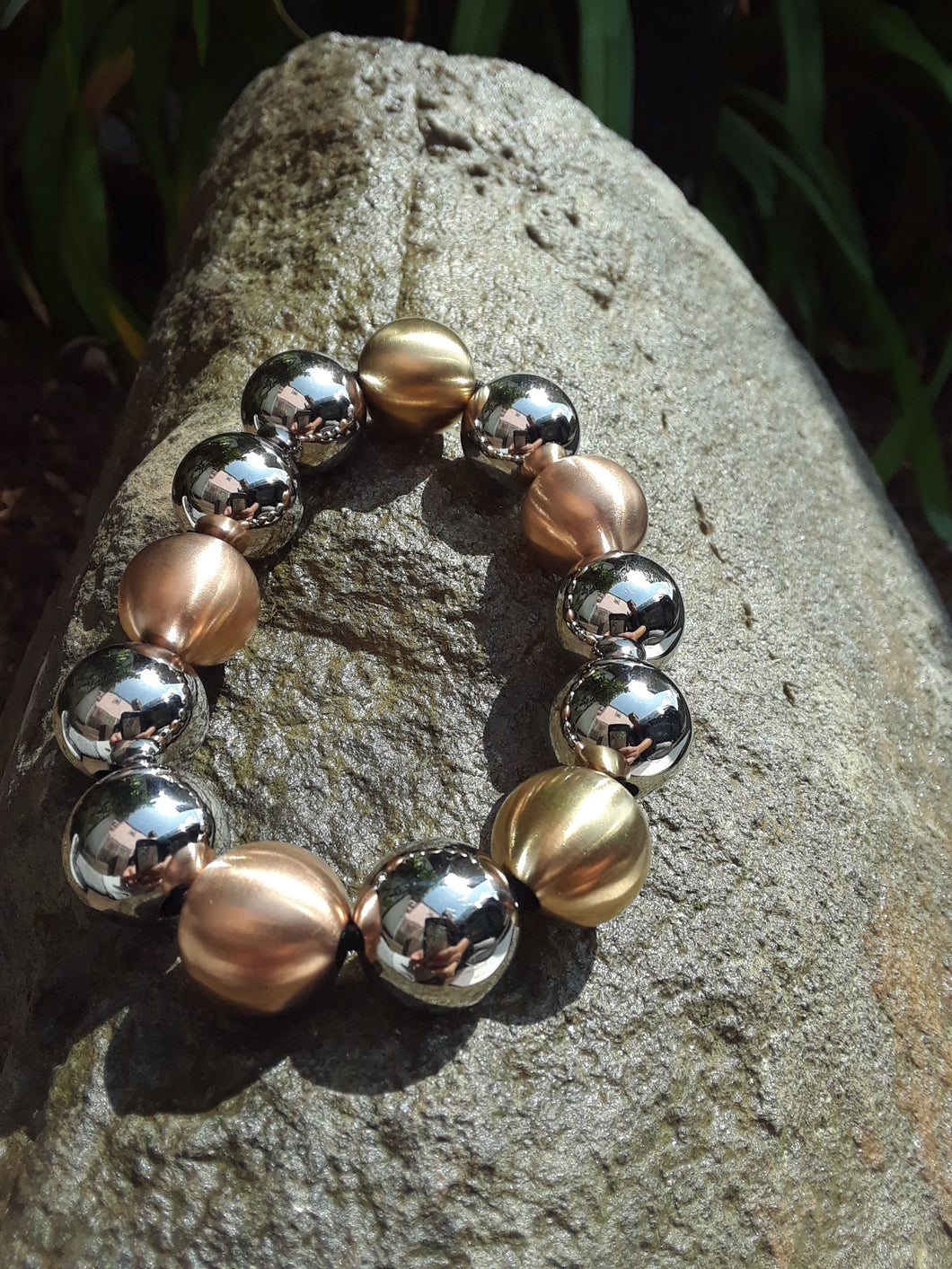 Large Stainless Steel Bead Bracelet