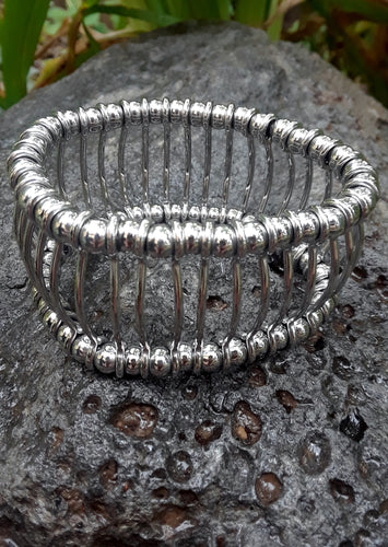Stainless Steel Bead and Wire stretch Bracelet