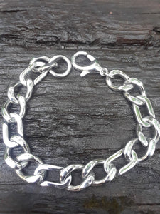 Stainless Steel Curb Chain Bracelet with Lobster Clasp
