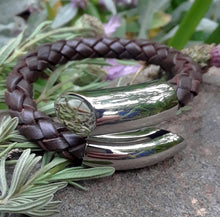 Brown Leather and Stainless Steel Bracelet