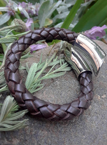 Brown Leather and Stainless Steel Bracelet