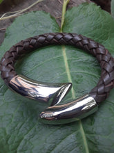 Brown Leather and Stainless Steel Bracelet