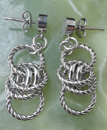 Stainless Steel Twisted Loop Dangle Earring