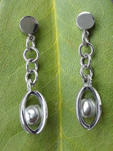 Stainless Steel Ball and Cage Dangle Earrings