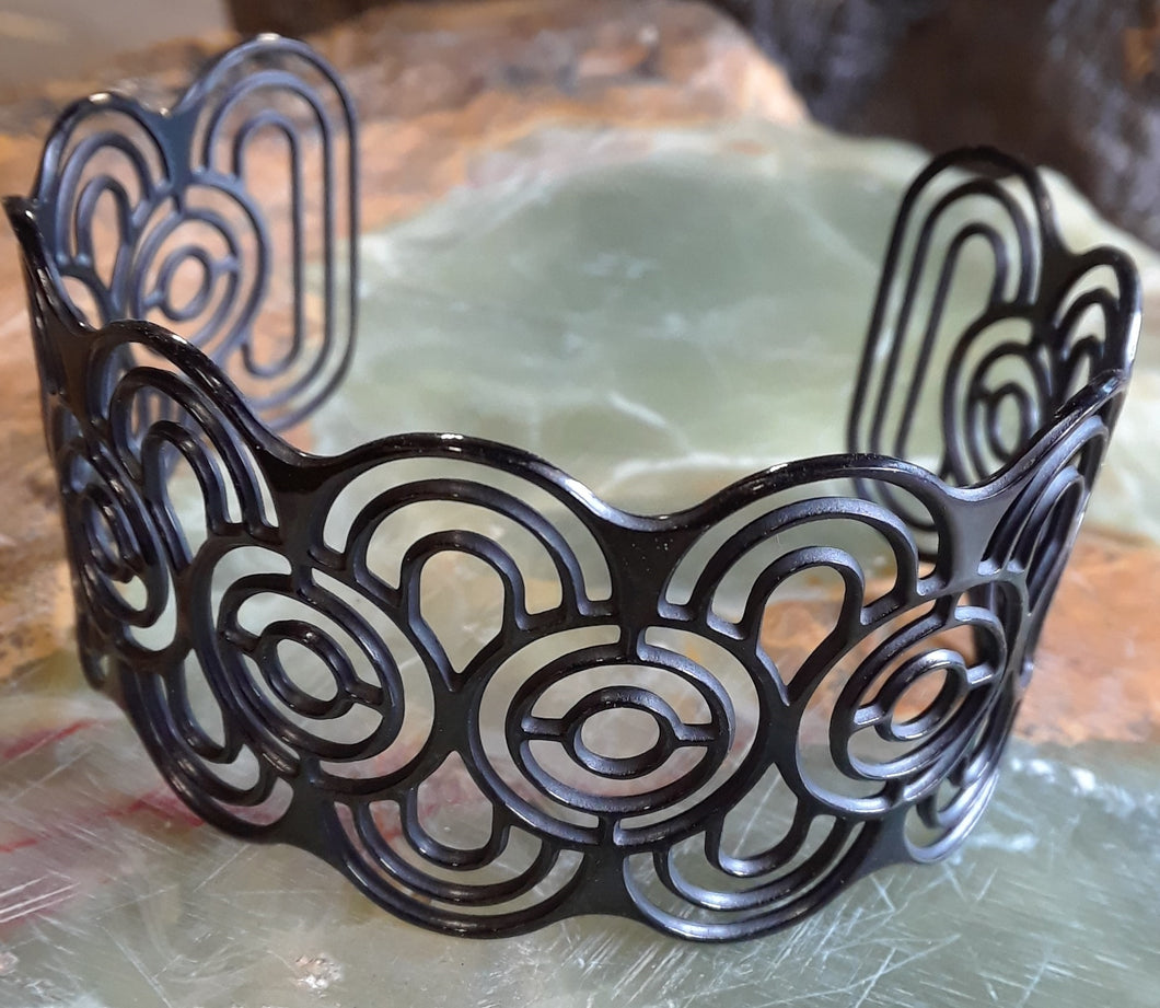 Stainless Steel Black Designer Cuff Bracelet