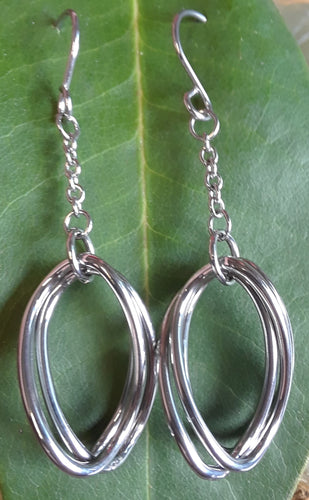 Stainless Steel Long Link Dangle Earrings