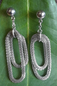 Stainless Steel Double Loop Mesh Earrings