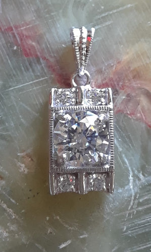 Sterling Silver Rectangle Swarovski Zirconia Pendant