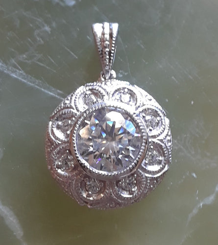 Sterling Silver Large Round Swarovski Pendant