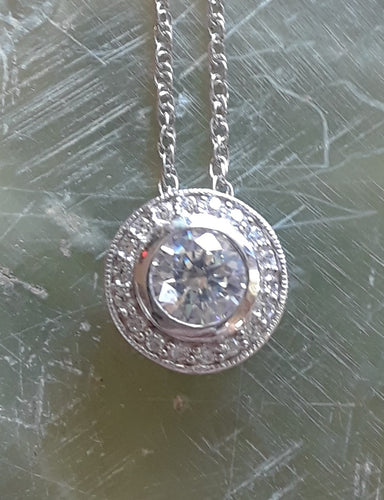 Sterling Silver Round Swarovski Pendant With Chain