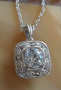 Sterling Silver Square Pendant With Chain