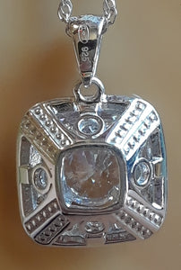 Sterling Silver Square Pendant With Chain