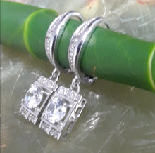 Sterling Silver Rectangle Swarovski Earrings