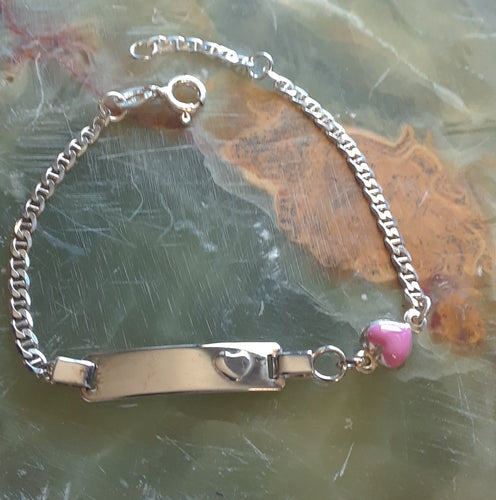 Sterling Silver I.D Bracelet With Heart