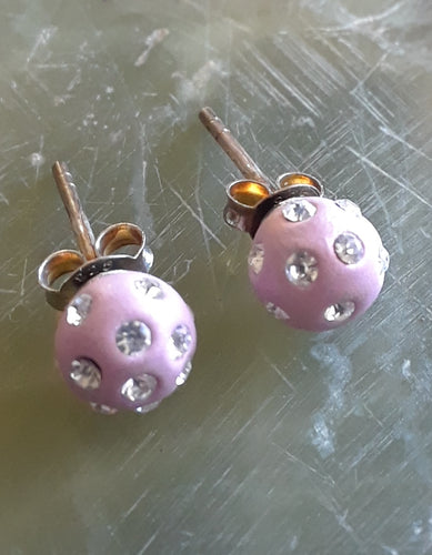 Sterling Silver Swarovski Stud Pink Earrings