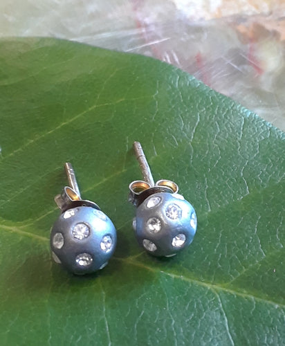 Sterling Silver Swarovski Gray Stud Earrings