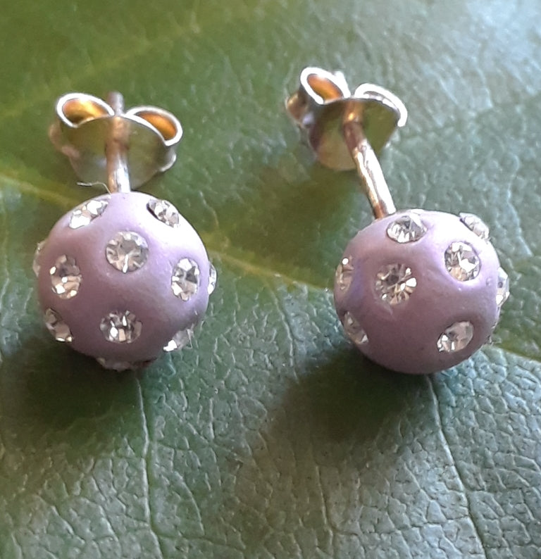 Sterling Silver Swarovski Purple Stud Earrings
