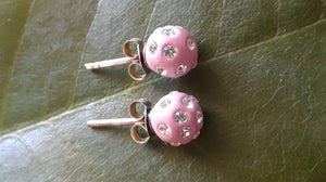 Sterling Silver Swarovski Stud Pink Earrings